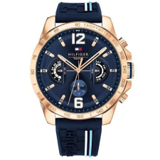 Tommy Hilfiger Decker 46 mm férfi karóra, kék szilikon szíj, WR50 karóra