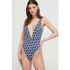 Tommy Hilfiger egyrészes fürdőruha monogrammal, fehér, sötétkék, XS