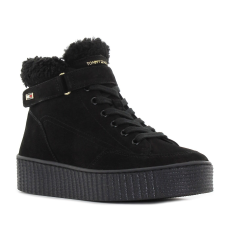 Tommy Hilfiger Faux Fur Nubuck fekete bélelt női cipő Méret:41