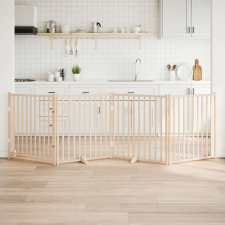  tömör fenyőfa 4 paneles összecsukható kutyakapu ajtóval 320 cm kutyafelszerelés