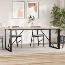  tömör fenyőfa és öntöttvas étkezőasztal O-vázzal 200x100x75 cm bútor