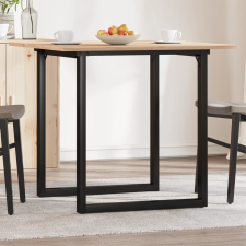 tömör fenyőfa és öntöttvas étkezőasztal O-vázzal 90x90x75 cm bútor