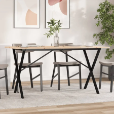  tömör fenyőfa és öntöttvas étkezőasztal X-vázzal 160x80x75 cm bútor