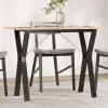  tömör fenyőfa és öntöttvas étkezőasztal Y-vázzal 100x50x75 cm