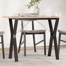  tömör fenyőfa és öntöttvas étkezőasztal Y-vázzal 100x50x75 cm bútor