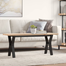 tömör fenyőfa és öntöttvas Y-vázú dohányzóasztal 110x40x45,5 cm bútor