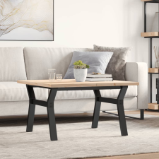 tömör fenyőfa és öntöttvas Y-vázú dohányzóasztal 80x80x45,5 cm bútor