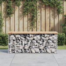  tömör fenyőfa gabion kerti pad 103x31,5x42 cm kerti bútor