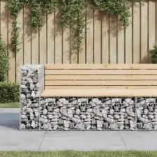 tömör fenyőfa gabion kerti pad 122x71x65,5 cm kerti bútor