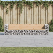  tömör fenyőfa gabion kerti pad 287x71x65,5 cm kerti bútor
