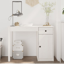 Tömör fenyőfa íróasztal fehér 100x50x75 cm íróasztal