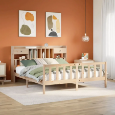  tömör fenyőfa könyvespolcos ágy matrac nélkül 180 x 200 cm ágy és ágykellék
