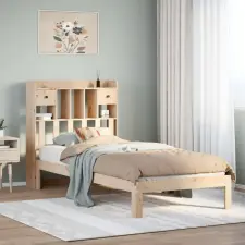  tömör fenyőfa könyvespolcos ágy matrac nélkül 90 x 200 cm ágy és ágykellék