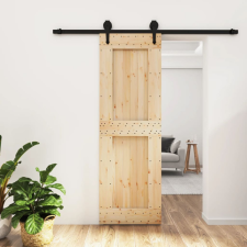 tömör fenyőfa tolóajtó fémszerelék szettel 70 x 210 cm építőanyag