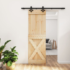 tömör fenyőfa tolóajtó fémszerelék szettel 70 x 210 cm építőanyag
