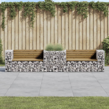 tömör impregnált fenyőfa kerti pad gabion kosárral kerti bútor