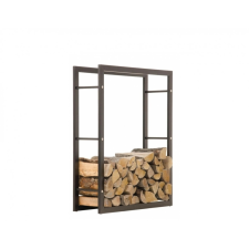 TOMS Beltéri tűzifa tároló fa tartó állvány keret loft - industriál stílus 100 x 60 x 25 cm kerti tárolás