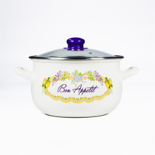 TOO Belly Bon Apetit Lábas üveg fedővel Ø22cm 4,8L - Fehér/Mintás edény