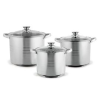 TOO LP-7173 prémium rozsdamentes 6 darabos edénykészlet, 9 liter+11,1 liter+17,5 liter fazék/lábas+fedők (LP-7173)