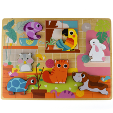  Tooky Toy állatos montessori fa puzzle puzzle, kirakós