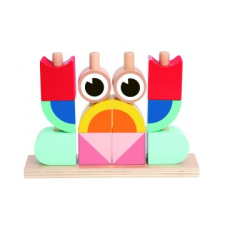 Tooky Toy : Fa Montessori építőjáték - Állatok és formák (TH847) (TH847) kreatív és készségfejlesztő