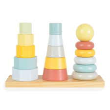 Tooky Toy Piramis toronyépítő montessori fa játék 17db-os fajáték