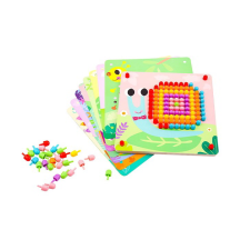 Tooky Toy Színes állatkás pötyi kirakós fatáblán (TL002) kreatív és készségfejlesztő