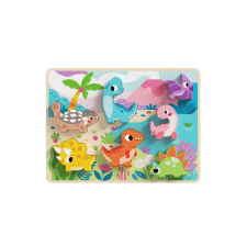 Tooky Toy TOOKY fapuzzle kirakó, forma illesztős, dinoszaurus 8dbos puzzle, kirakós
