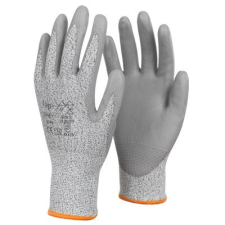  TOP GREY PU mártott kevertszálas vágásbiztos védőkesztyű, gumírozott mandzsetta védőkesztyű