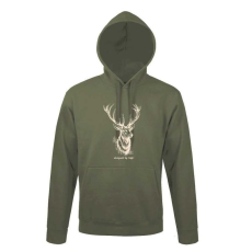 TOP Kapucnis pulóver (szarvas mintával) 50% pamut 50% poliészter, military green, S