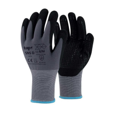 TOP Kesztyű nylon, homokszemcsés nitrilhabba mártott, tenyér pontozással TOP SNS-D, fekete/szürke, 11