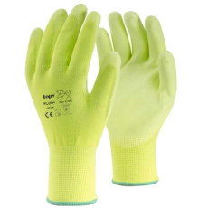 TOP Kesztyű poliészter PU mártással TOP FLUO-Y PLUS, fluo srága, 11