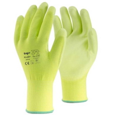 TOP Kesztyű poliészter PU mártással TOP FLUO-Y PLUS, fluo srága, 9 védőkesztyű