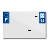 TOP PLAQ műanyag csík üres PVC rendszámtáblához (motorkerékpár formátum 210x130 mm) - 45-ös megye, Európa (darabra értékesítve) TOP PLAQ  Vázak, idomok, kiegészítők Rendszámtábla tartók