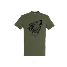 TOP Póló (farkas mintával) kereknyakú (100%pamut 190gr/m2) TOP, katonai szín, 3XL