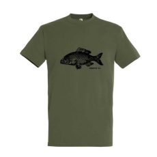 TOP Póló (ponty mintával) kereknyakú (100%pamut 190gr/m2) TOP, katonai szín, 3XL