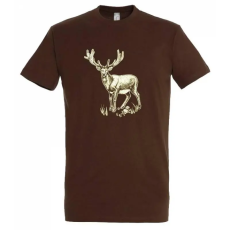 TOP Póló (szarvas mintával) kereknyakú (100%pamut 190gr/m2) TOP, barna, XL