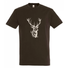TOP Póló (szarvasfej mintával) kereknyakú (100%pamut 190gr/m2) TOP, csokoládé, 4XL