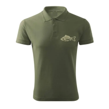 TOP Vadász póló (ponty hímzéssel) galléros TOP, khaki, 2XL munkaruha