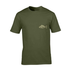TOP Vadász póló (ponty hímzéssel) kerek nyakú TOP, katonai szín, 3XL