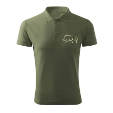 TOP Vadász póló (vaddisznó hímzéssel) galléros TOP, khaki, 3XL munkaruha