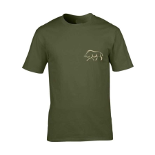 TOP Vadász póló (vaddisznó hímzéssel) kerek nyakú TOP, katonai szín, 2XL munkaruha