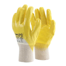 TOP Védőkesztyű nitril mártott pamut 3/4-ig TOP N-34Y, sárga/fehér, 7