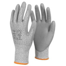 TOP Védőkesztyű PU mártott kevertszálas vágásbiztos TOP GREY, szürke, 8 védőkesztyű