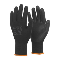 TOP Védőkesztyű PU mártott nylon gumirozott mandzsetta TOP DEVIL+, fekete, S