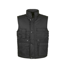 TOP VEST BASIC bélelt mellény, 80% poliészter, 20% pamut, multifunkciós zsebek, fekete, 5XL munkaruha