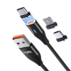 TOPK AM63 3 az 1-ben mágneses USB kábel 1.0m, fekete