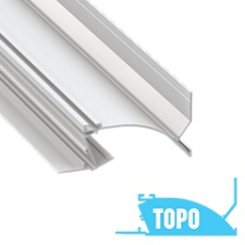  TOPO - Alumínium süllyesztett gipszkarton profil 105x50mm, LED szalagos világításhoz, opál PMMA burával gipszkarton és álmenyezet