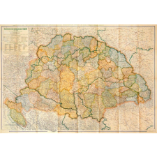 Topomap Magyarország közigazgatás 1918-ban 1942 évi határokkal faléces antik falitérkép Kogutowicz Topomap 110x79 térkép