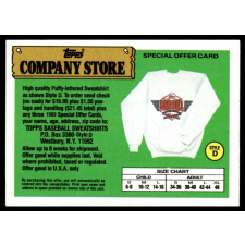 Topps 1990-1991 Topps Company Store #NNO Baseball Sweatshirts Offer gyűjthető kártya